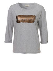 Tailliertes Shirt mit Foliendruck 'Wonderful' Via Appia HELLGRAU MELANGE