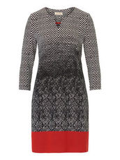 Zickzack-Kleid mit V-Ausschnitt Vera Mont Black/Red - Grau