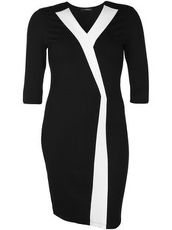 Jerseykleid mit Kontraststreifen Doris Streich schwarz/weiß
