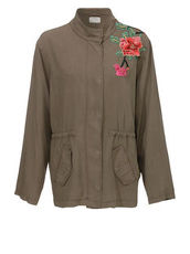 Leichte Trend-Jacke mit Blüten-Stickerei Via Appia Walnuss
