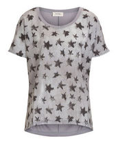 T-Shirt mit Sternen und Glitterdetails Cartoon Grau/Schwarz - Grau
