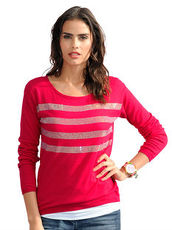 Pullover mit Strass-Streifen Alba Moda pink