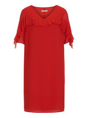 Kleid mit Volants aus Chiffon Betty Barclay Fiery Red - Rot