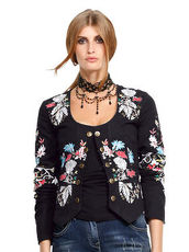 Jacke mit Blumenstickerei Alba Moda black multi