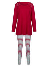 Schlafanzug Simone rot/grau meliert