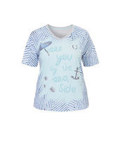 Maritimes T-Shirt mit geschmückten Sommer-Motiven Via Appia Due stahlblau...