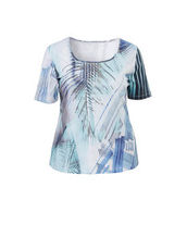 Baumwoll-T-Shirt mit geschmücktem Summer-Print Via Appia Due Indigo Bunt