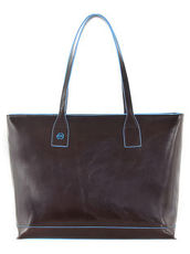 Blue Square Shopper Tasche Leder 35 cm Piquadro schwarz