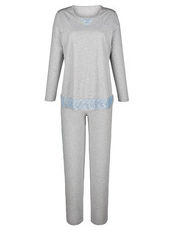 Schlafanzug Simone grau meliert/bleu/weiß