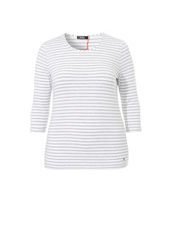 Ringel-Shirt mit Rundhals-Ausschnitt Frapp weiß-grau gestreift