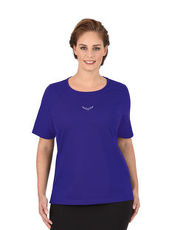 Damen T-Shirt DELUXE Baumwolle mit Swarovski® Kristallen Trigema hibiskus