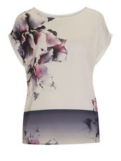 Shirt mit plaziertem Print Betty & Co Weiß/Violett - Weiß