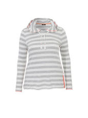 Kapzuen-Shirt mit Ringel-Muster Frapp weiß grau gestreift