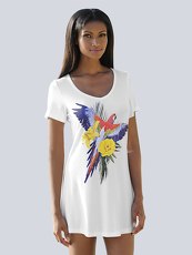 T-Shirt mit Papagei-Print Alba Moda weiß druck