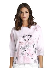 Sweatshirt mit floralem Druckmotiv Lisa Campione rosa-grau-weiß