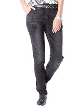 Jeans mit Strass-Sternen Alba Moda Red schwarz
