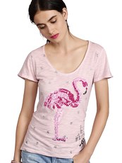 T-Shirt mit Pailletten-Flamingo Grace rosa
