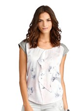 Shirt mit bedrucktem Webeinsatz Lisa Campione rosa-grau-offwhi