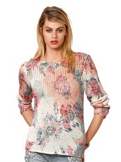 Pullover mit Blumendruck OUI rosé-blue
